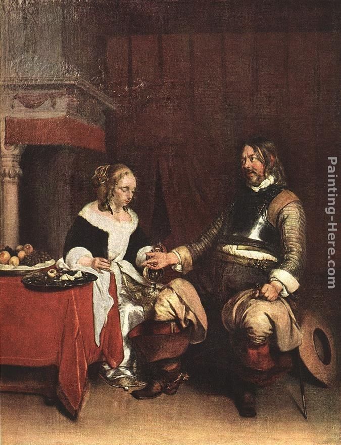 Gerard ter Borch Man Offering a Woman Coins
